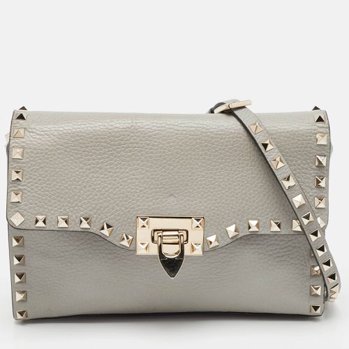 Valentino Grey Leather Rockstud Flap Crossbody Bag - Valentino - Modalova