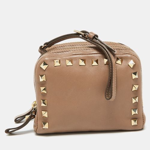 Valentino Beige Leather Rockstud Double Pouch Wallet - Valentino - Modalova