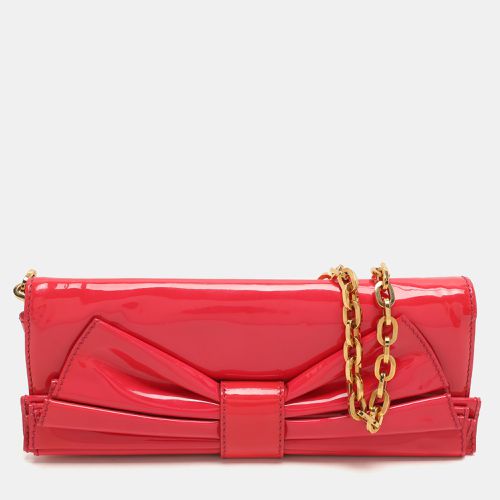 Valentino Pink Patent Leather Bow Chain Clutch - Valentino - Modalova