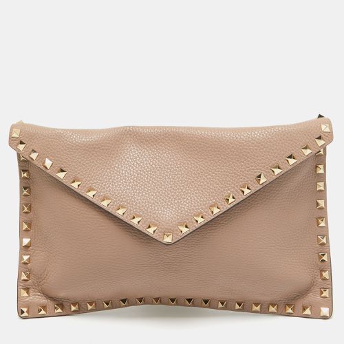 Valentino Dusty Pink Leather Rockstud Envelope Pouch - Valentino - Modalova