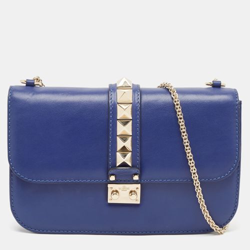 Valentino Blue Leather Medium Glam Lock Chain Shoulder Bag - Valentino - Modalova