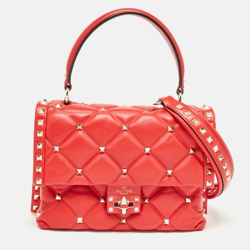 Valentino Red Quilted Leather Medium Candystud Top Handle Bag - Valentino - Modalova