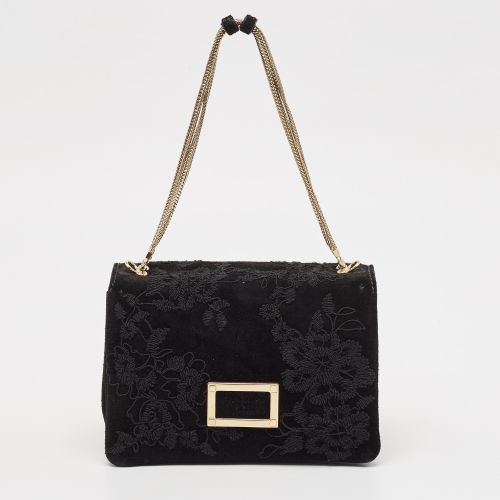 Suede Embroidered Chain Shoulder Bag - Valentino - Modalova