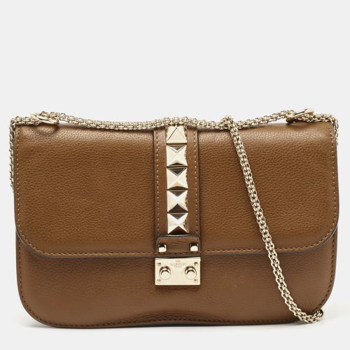 Leather Medium Rockstud Glam Lock Flap Bag - Valentino - Modalova