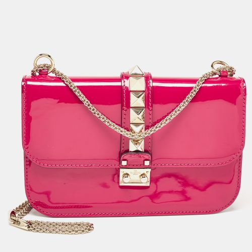 Fuchsia Patent Leather Medium Glam Lock Shoulder Bag - Valentino - Modalova