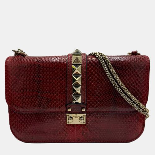 Valentino Red Rockstud Python Small Glam Lock Flap Bag - Valentino - Modalova