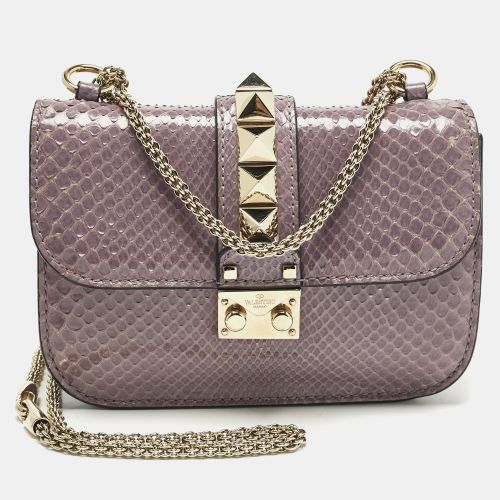 Valentino Lilac Python Rockstud Small Glam Lock Shoulder Bag - Valentino - Modalova