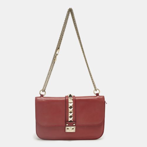 Valentino Red Leather Medium Glam Lock Chain Shoulder Bag - Valentino - Modalova