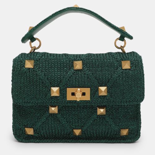 Valentino Green Knit Fabric Roman Stud Shoulder Bag - Valentino - Modalova