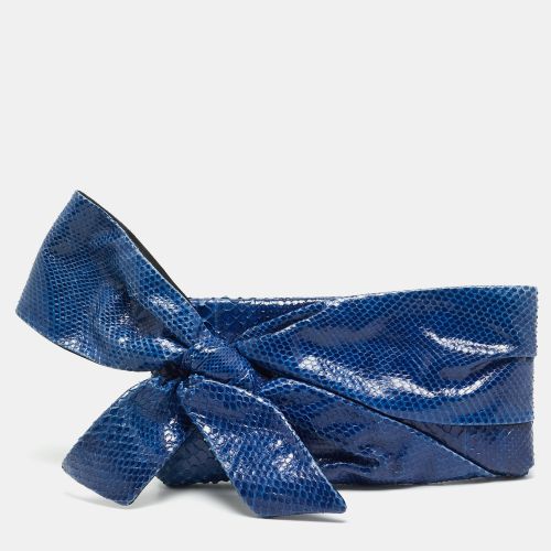 Valentino Bow Blue Python Clutch - Valentino - Modalova