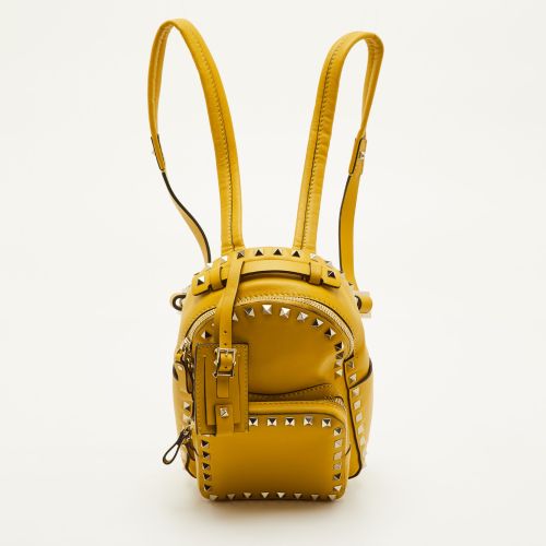Rockstud Mini Mustard Leather Backpack - Valentino - Modalova