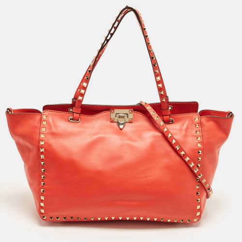 Rockstud Trapeze Medium Leather Tote - Valentino - Modalova