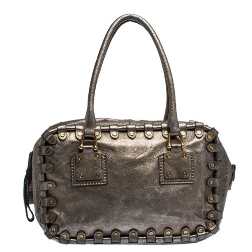 Valentino Metallic Leather Studded Satchel - Valentino - Modalova