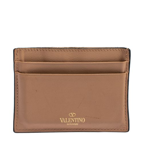 Valentino Beige Leather Rockstud Card Holder - Valentino - Modalova