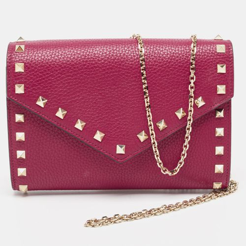 Valentino Pink Leather Rockstud Envelope Wallet on Chain - Valentino - Modalova