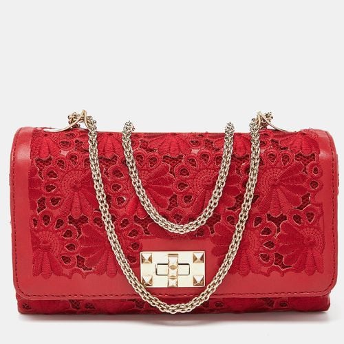 Valentino Red Leather and Lace Va Va Voom Shoulder Bag - Valentino - Modalova