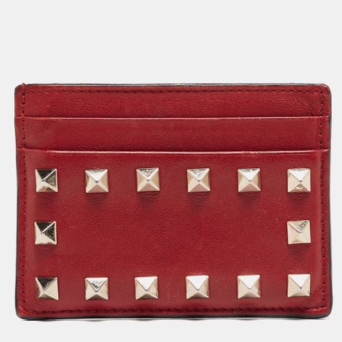 Valentino Red Leather Rockstud Card Holder - Valentino - Modalova