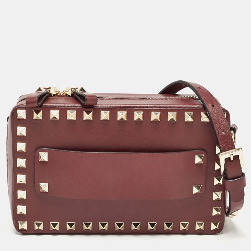 Valentino Burgundy Leather Rockstud Camera Crossbody Bag - Valentino - Modalova