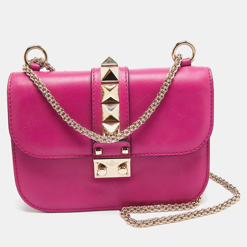 Valentino Fuchsia Leather Small Rockstud Glam Lock Flap Bag - Valentino - Modalova