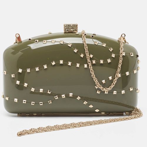 Valentino Dark Grey Plexiglass Rockstud In The Clutch - Valentino - Modalova