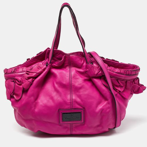 Valentino Pink Leather Ruffle Satchel - Valentino - Modalova