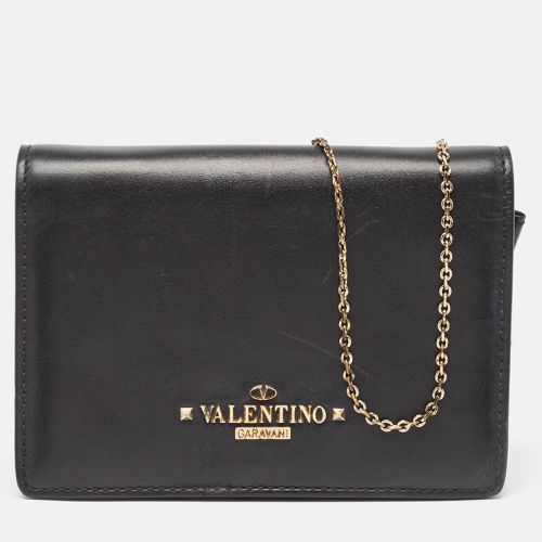 Valentino Black Leather Flap Chain Clutch - Valentino - Modalova