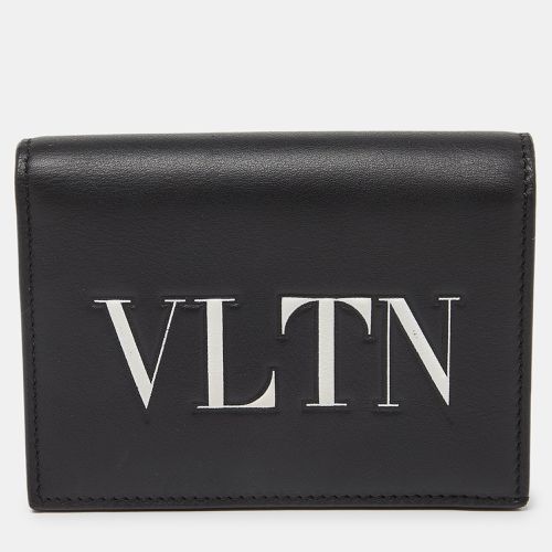 Valentino Black Leather VLTN Bifold Card Case - Valentino - Modalova