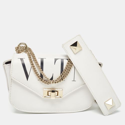 Valentino White Leather Small VLTN Shoulder Bag - Valentino - Modalova