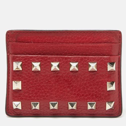 Valentino Red Leather Rockstud Card Holder - Valentino - Modalova