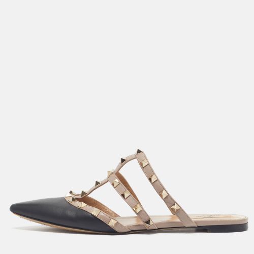 Rockstud Size 38.5 /Beige Leather Pointed Toe Flat Mules - Valentino - Modalova