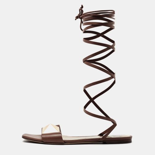 One Stud Size 41 Leather Ankle Wrap Flat Sandals - Valentino - Modalova