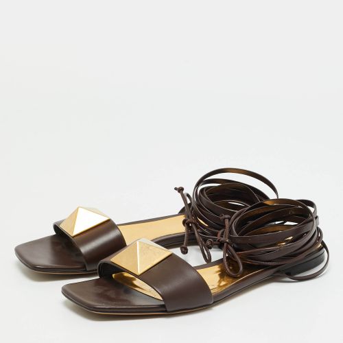 One Stud Size 41 Leather Ankle Wrap Flat Sandals - Valentino - Modalova