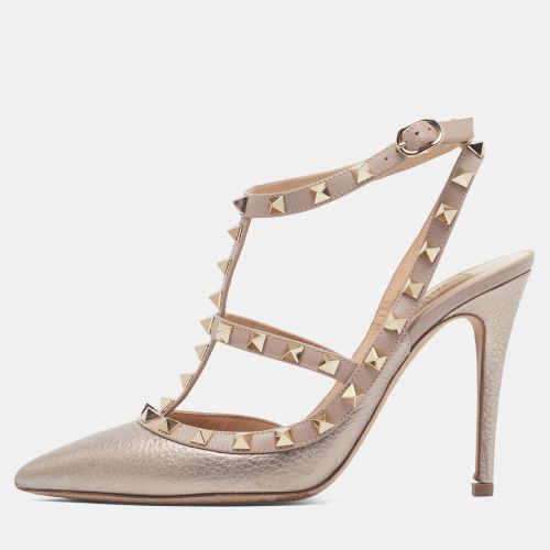 Rockstud Size 38 Rose /Pink Leather Ankle Strap Pumps - Valentino - Modalova