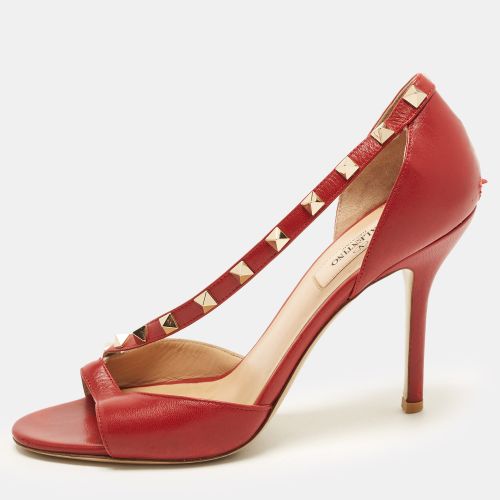 Rockstud Size 38 /Beige Leather Open Toe D'orsay Pumps - Valentino - Modalova