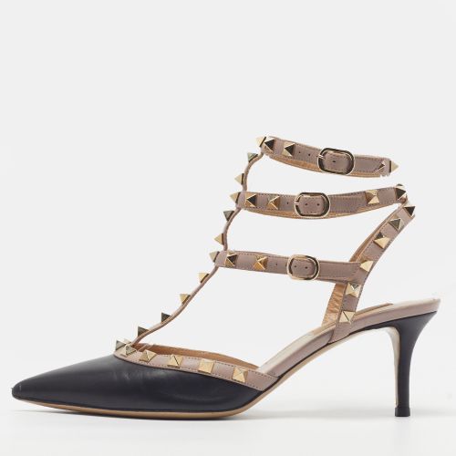 Rockstud Size 38.5 /Pink Leather Cage Ankle Strap Pumps - Valentino - Modalova