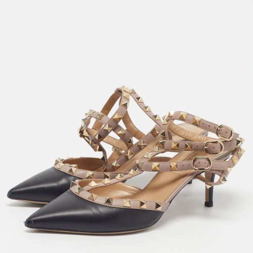 Rockstud Size 38.5 /Pink Leather Cage Ankle Strap Pumps - Valentino - Modalova