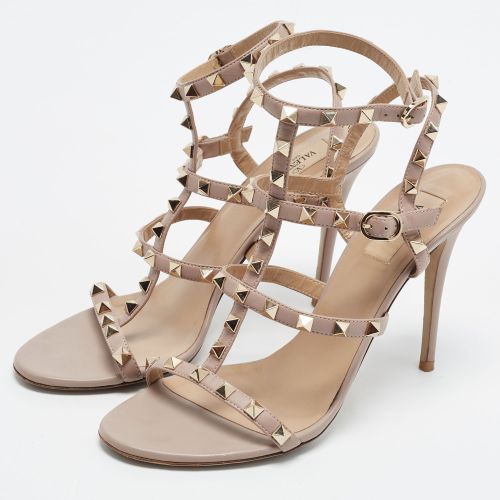 Rockstud Size 39.5 Leather Ankle Strap Sandals - Valentino - Modalova