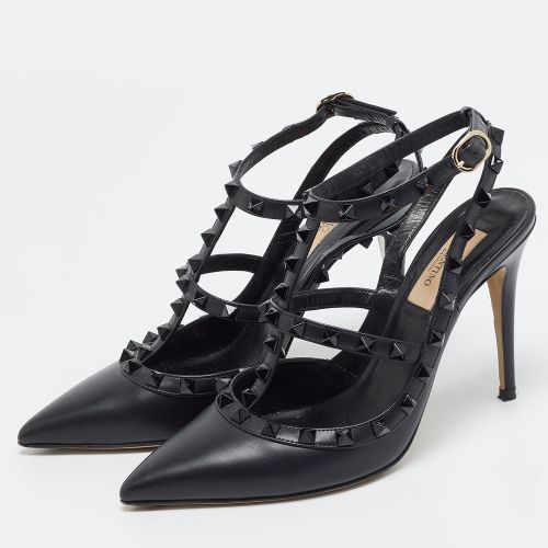 Rockstud Size 38 Leather Ankle Strap Pumps - Valentino - Modalova