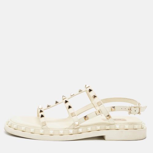 Rockstud Size 38.5 Leather Slingback Flat Sandals - Valentino - Modalova