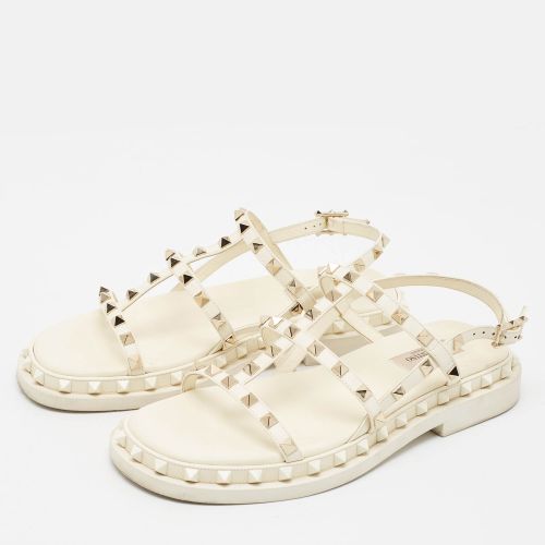 Rockstud Size 38.5 Leather Slingback Flat Sandals - Valentino - Modalova