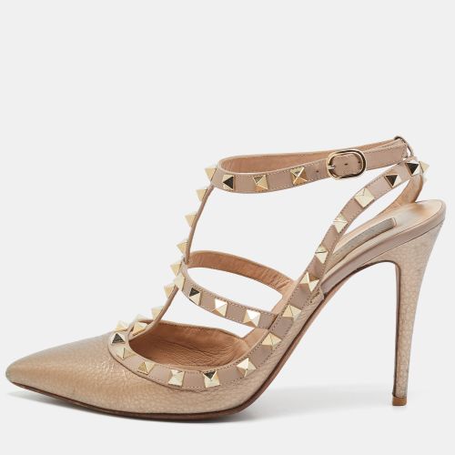 Rockstud Size 40 /Pink Leather Ankle Strap Pumps - Valentino - Modalova