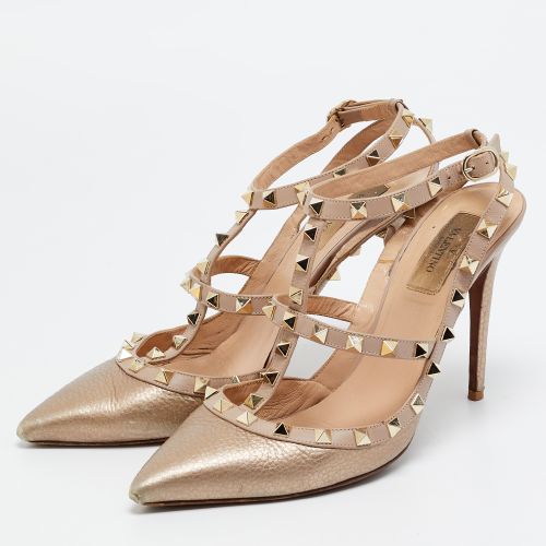 Rockstud Size 40 /Pink Leather Ankle Strap Pumps - Valentino - Modalova