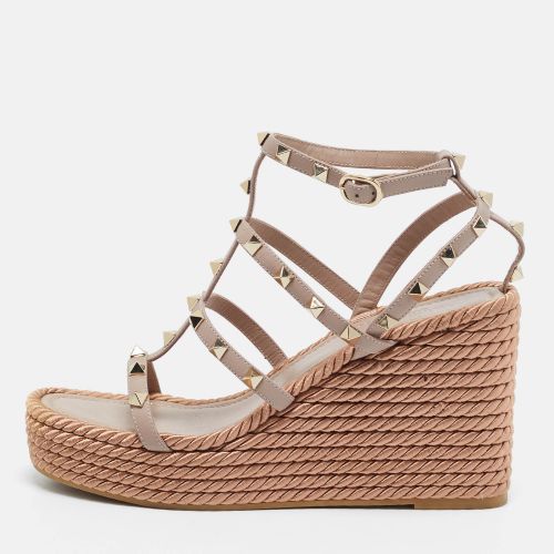 Rockstud Size 39 Leather Wedge Ankle Strap Sandals - Valentino - Modalova