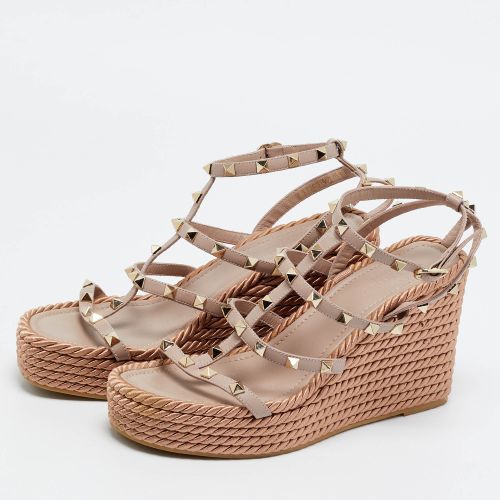 Rockstud Size 39 Leather Wedge Ankle Strap Sandals - Valentino - Modalova