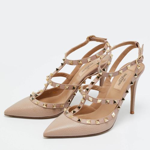 Rockstud Size 38.5 Leather Ankle Strap Pumps - Valentino - Modalova