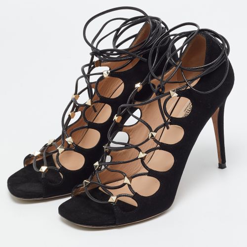 Rockstud Size 36.5 Suede Ankle Tie Pumps - Valentino - Modalova