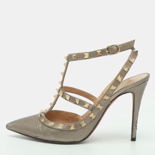 Rockstud Size 38.5 Leather Ankle Strap Pumps - Valentino - Modalova