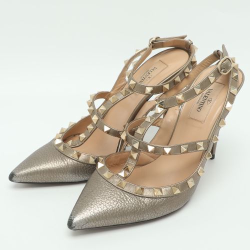 Rockstud Size 38.5 Leather Ankle Strap Pumps - Valentino - Modalova