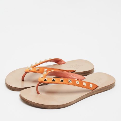 Rockstud Size 38 Satin Thong Flat Slide - Valentino - Modalova