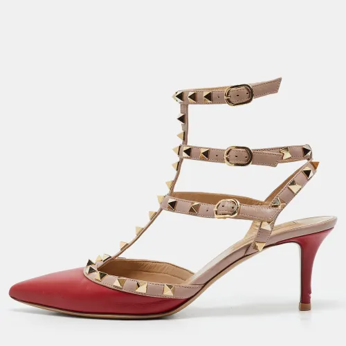 Rockstud Size 38.5 /Red Leather Pumps - Valentino - Modalova
